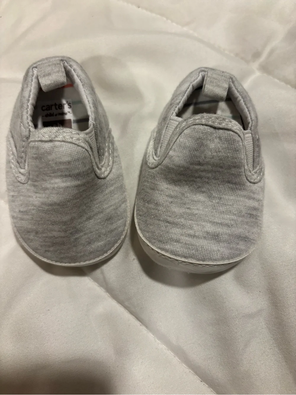 Carter's Light Gray Baby Slip-On Knit Shoes newborn walker